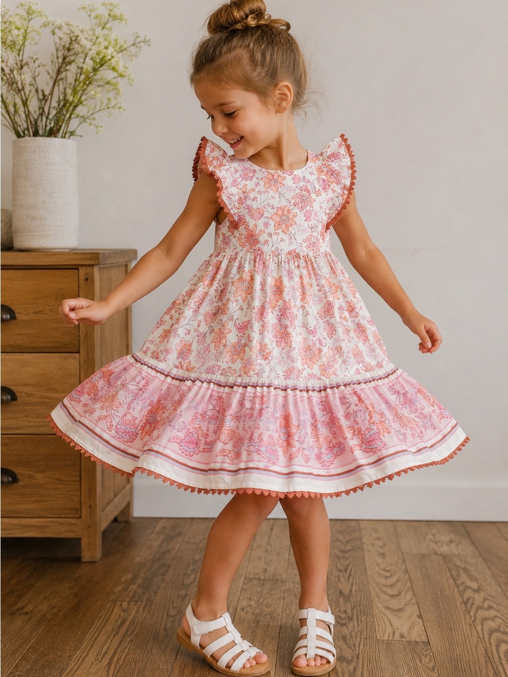Cupcakes & Cashmere Kids Floral Bow Back Dress | 3T | NWT Cottagecore